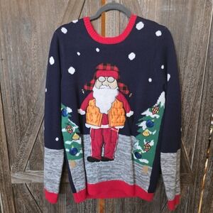 JOLLY SWEATERS Sweater Adult Size‎ M Hunting Santa Embellished Sequins Christmas
